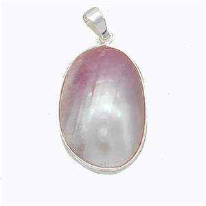 Natural Pink Mabe Shell Pendant Copper Platinum Plated, approx 20-28mm [GM23152]