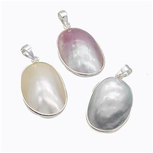 Natural Mabe Shell Pendant Copper Platinum Plated Mixed, approx 20-28mm [GM23153]