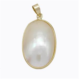 Natural White Mabe Shell Pendant Copper Gold Plated, approx 20-28mm [GM23154]