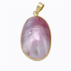 Natural Pink Mabe Shell Pendant Copper Gold Plated, approx 20-28mm [GM23156]