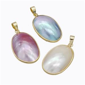 Natural Mabe Shell Pendant Copper Gold Plated Mixed, approx 20-28mm [GM23157]