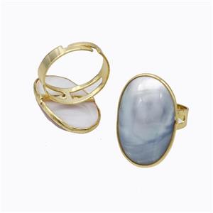 Gray Mabe Shell Rings Copper Gold Plated, approx 20-28mm, 18mm dia [GM23162]