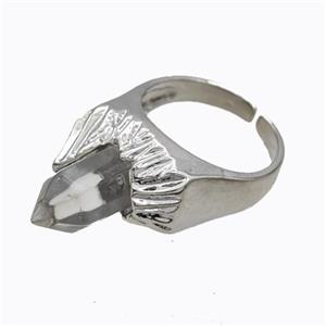 Copper Rings Pave Prism Clear Quartz Platinum Plated, approx 8mm, 18mm dia [GM23172]