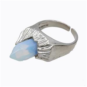 Copper Rings Pave Prism Opalite Platinum Plated, approx 8mm, 18mm dia [GM23174]