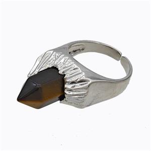 Copper Rings Pave Prism Tiger Eye Platinum Plated, approx 8mm, 18mm dia [GM23175]