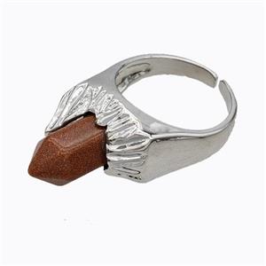 Copper Rings Pave Prism Golden Sandstone Platinum Plated, approx 8mm, 18mm dia [GM23177]