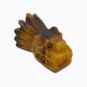 Natural Tiger Eye Stone Dragonhead Beads Carved, approx 15-25mm [GM23198]