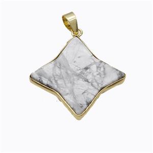 White Howlite Turquoise Star Pendant Gold Plated, approx 28mm [GM23204]