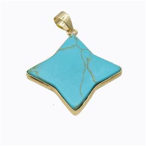Teal Dye Howlite Turquoise Star Pendant Gold Plated, approx 28mm [GM23205]
