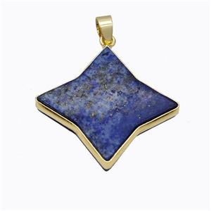 Blue Lapis Lazuli Star Pendant Gold Plated, approx 28mm [GM23206]