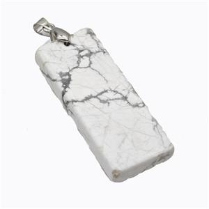 Natural White Howlite Turquoise Rectangle Pendant, approx 20-50mm [GM23237]