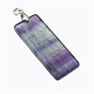 Natural Fluorite Rectangle Pendant Multicolor, approx 20-50mm [GM23241]