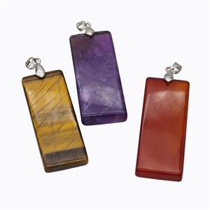 Natural Gemstone Rectangle Pendant Mixed, approx 20-50mm [GM23244]