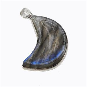 Natural Labradorite Moon Pendant Carved, approx 17-30mm [GM23251]