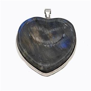 Natural Labradorite Heart Pendant Carved, approx 30mm [GM23252]