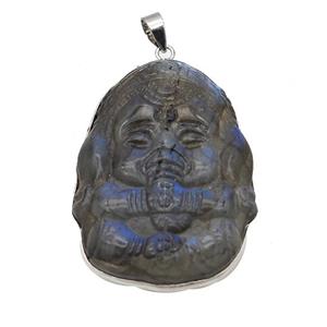 Natural Labradorite Buddha Pendant Carved Elephant, approx 30-43mm [GM23262]