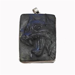 Natural Labradorite Wolf Pendant Carved, approx 30-40mm [GM23266]