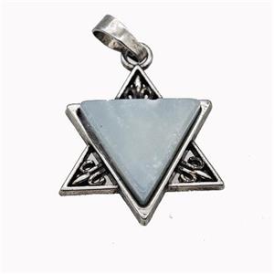 Alloy David Star Pendant Pave Amazonite Antique Silver, approx 25mm [GM23277]