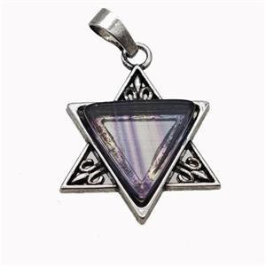 Alloy David Star Pendant Pave Fluorite Antique Silver, approx 25mm [GM23281]