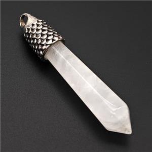 Clear Quartz Prism Pendant Alloy Antique Silver, approx 11-60mm [GM23328]