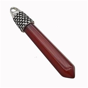 Red Dye Agate Prism Pendant Alloy Antique Silver, approx 11-60mm [GM23334]