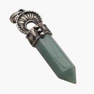 Natural Green Aventurine Prism Pendant Alloy Antique Silver, approx 16-60mm [GM23369]