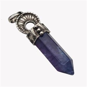 Natural Blue Lapis Lazuli Prism Pendant Dye Alloy Antique Silver, approx 16-60mm [GM23372]