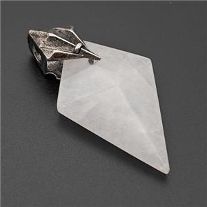 Natural Clear Quartz Arrowhead Pendant Alloy Antique Silver, approx 20-40mm [GM23403]