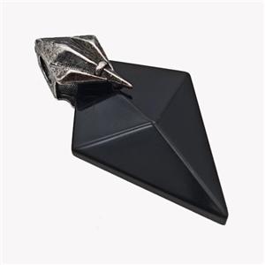 Natural Black Obsidian Arrowhead Pendant Alloy Antique Silver, approx 20-40mm [GM23405]