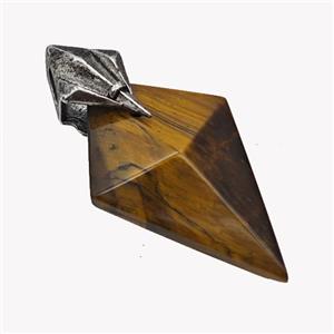 Natural Tiger Eye Stone Arrowhead Pendant Alloy Antique Silver, approx 20-40mm [GM23407]