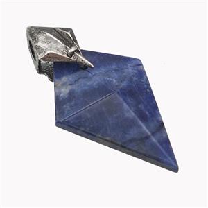 Natural Blue Sodalite Arrowhead Pendant Alloy Antique Silver, approx 20-40mm [GM23408]