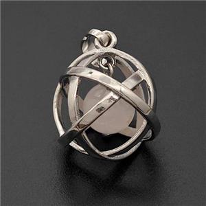 Alloy Sphere Pendant With Rose Quartz Platinum Plated, approx 18mm [GM23422]