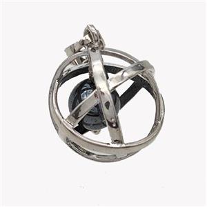 Alloy Sphere Pendant With Black Hematite Platinum Plated, approx 18mm [GM23427]