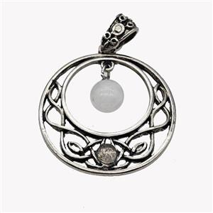 Alloy GoGo Pendant Pave Gemstone Antique Silver, approx 8mm, 30mm [GM23472]