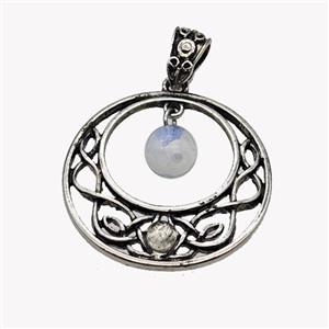 Alloy GoGo Pendant Pave Opalite Antique Silver, approx 8mm, 30mm [GM23474]