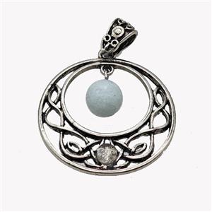 Alloy GoGo Pendant Pave Amazonite Antique Silver, approx 8mm, 30mm [GM23476]