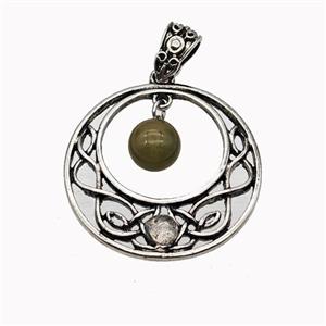 Alloy GoGo Pendant Pave Indian Agate Antique Silver, approx 8mm, 30mm [GM23477]