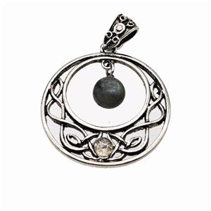 Alloy GoGo Pendant Pave Labradorite Antique Silver, approx 8mm, 30mm [GM23478]
