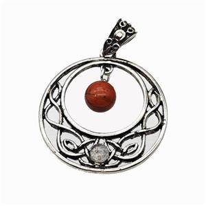 Alloy GoGo Pendant Pave Red Jasper Antique Silver, approx 8mm, 30mm [GM23479]