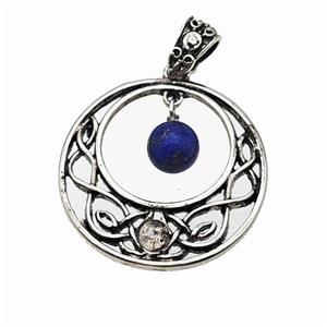 Alloy GoGo Pendant Pave Blue Lapis Antique Silver, approx 8mm, 30mm [GM23481]