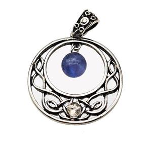 Alloy GoGo Pendant Pave Blue Kyanite Antique Silver, approx 8mm, 30mm [GM23482]