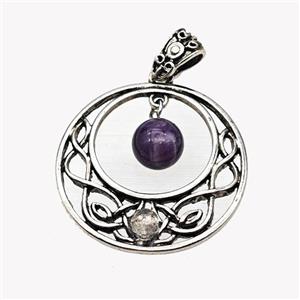 Alloy GoGo Pendant Pave Amethyst Antique Silver, approx 8mm, 30mm [GM23483]