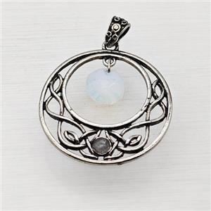 Alloy GoGo Pendant With White Opalite Antique Silver, approx 12mm, 40mm [GM23487]