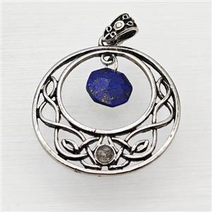 Alloy GoGo Pendant With Blue Lapis Antique Silver, approx 12mm, 40mm [GM23492]