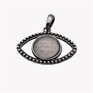 Alloy Eye Pendant Pave Rose Quartz Antique Silver, approx 16mm, 22-35mm [GM23541]