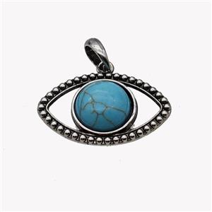 Alloy Eye Pendant Pave Blue Howlite Antique Silver, approx 16mm, 22-35mm [GM23545]