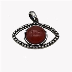 Alloy Eye Pendant Pave Red Agate Antique Silver, approx 16mm, 22-35mm [GM23546]