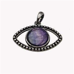 Alloy Eye Pendant Pave Fluorite Antique Silver, approx 16mm, 22-35mm [GM23549]