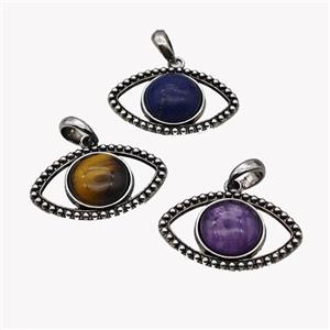 Alloy Eye Pendant Pave Gemstone Antique Silver Mixed, approx 16mm, 22-35mm [GM23551]