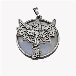 Alloy Pterosaur Pendant Pave Opalite Antique Silver, approx 30mm [GM23564]